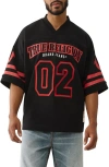 True Religion Men's V-neck Football Knit Jersey T-shirt In Black