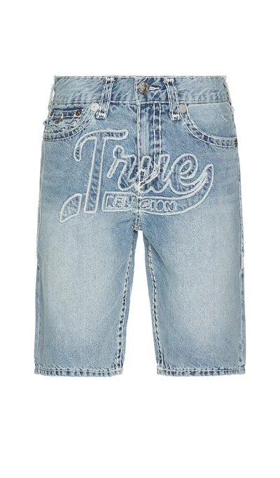 True Religion Fray Graphic Bobby Super T Denim Shorts