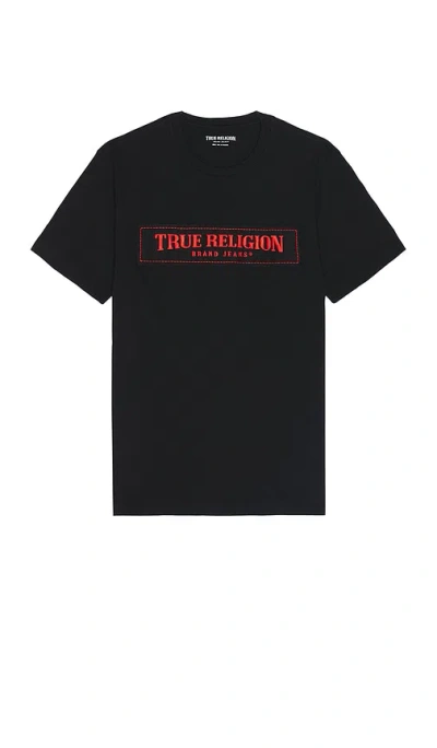 True Religion Frayed Arch Tee In Black