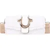 True Religion Frayed Denim Flap Bag With Logo Strap In White