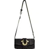 True Religion Frayed Denim Flap Crossbody Bag In Black