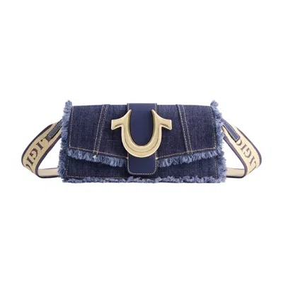 True Religion Frayed Denim Flap In Multi