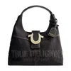 True Religion Frayed Denim Hobo In Black