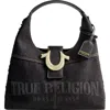 True Religion Frayed Denim Hobo In Black