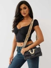 True Religion Frayed Denim Shoulder Bag