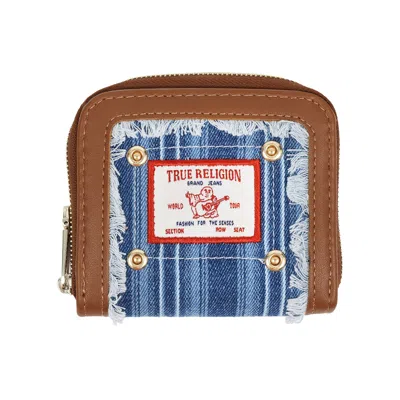 True Religion Frayed Thin Stripe Small Zip-around Wallet In Green