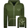 True Religion Full Zip Hoodie Green In Green