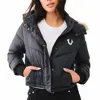 True Religion Fur Trim Puffer Jacket In Black In Black