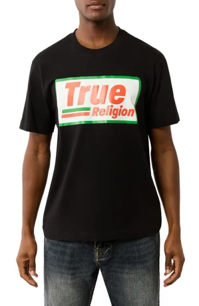 True Religion Gas Logo Graphic T-shirt In Jet Black