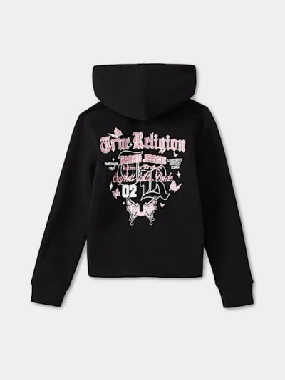 True Religion Girls Bubble Hem Pullover Hoodie In Black