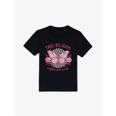 True Religion Girls Butterfly Crewneck T-shirt In Black