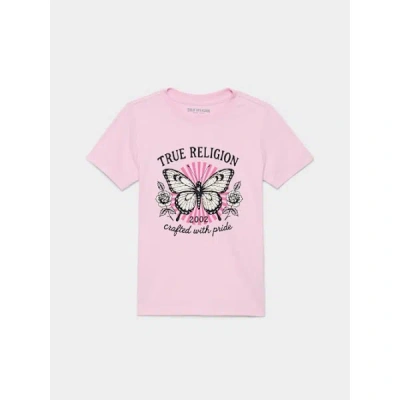 True Religion Girls Butterfly Crewneck T-shirt In Pink