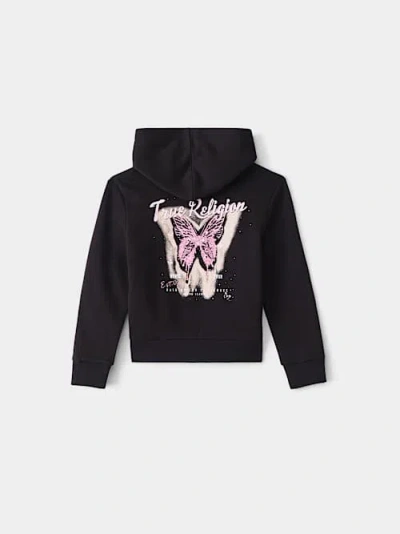 True Religion Girls Butterfly Horseshoe Zip Hoodie In Black