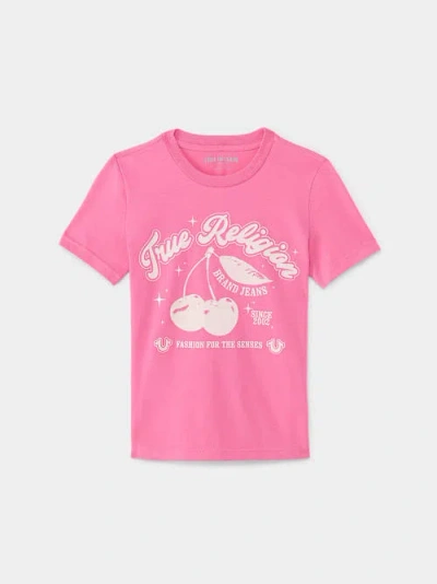 True Religion Girls Cherry Glitter T-shirt In Pink