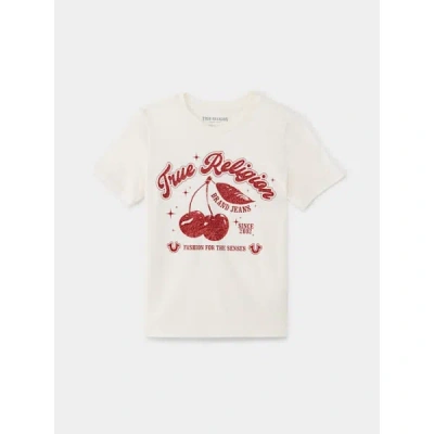 True Religion Girls Cherry Glitter T-shirt In White