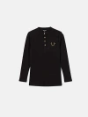 True Religion Girls Crystal Horseshoe Henley T-shirt In Black