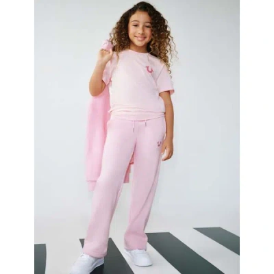 True Religion Girls Crystal Horseshoe Sweatpant In Pink