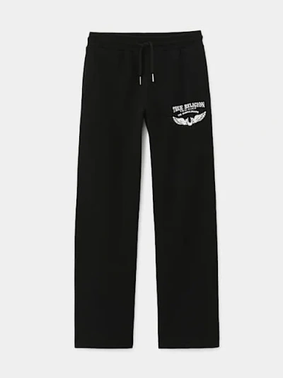 True Religion Girls Crystal Winged Logo Sweat Pant In Black