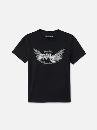 True Religion Girls Crystal Wings T-shirt In Black