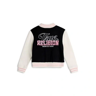 True Religion Girls Fleece Varsity Jacket In Black