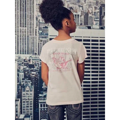 True Religion Girls Foil Crystal T-shirt In White