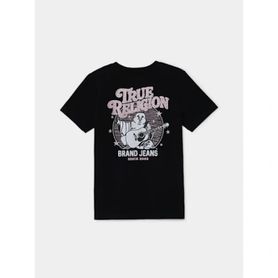 True Religion Girls Glitter Buddha Crewneck T-shirt In Black