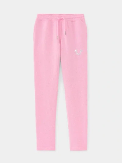 True Religion Girls Glitter Horseshoe Sweat Pant In Pink