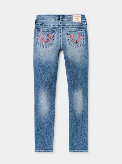 True Religion Girls Halle Embroidered Warped Horseshoe Skinny Jean In Blue