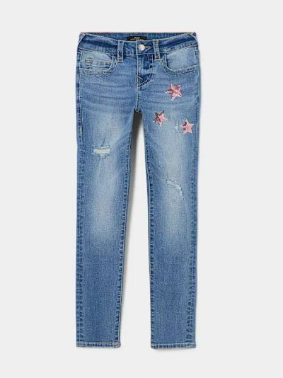 True Religion Girls Halle Sequin Star Super Skinny Jean In Blue
