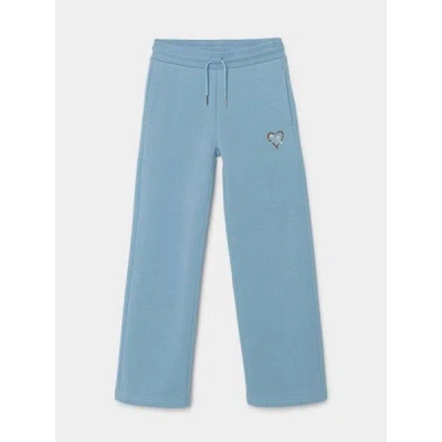 True Religion Girls Heart Logo Straight Leg Sweatpant In Blue