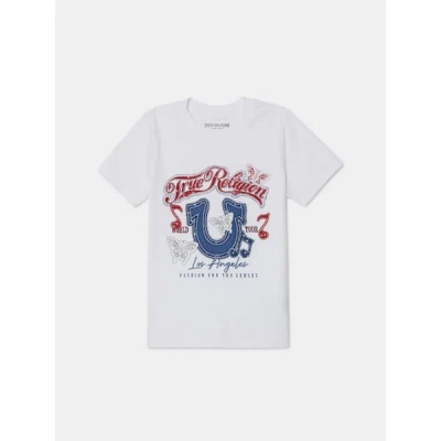 True Religion Girls Horseshoe Music Crewneck T-shirt In White