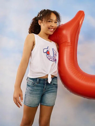 True Religion Girls ‘i Love ' Tie Tank Top In White