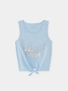 True Religion Girls Iridescent Winged Logo Tie Tank Top In Blue