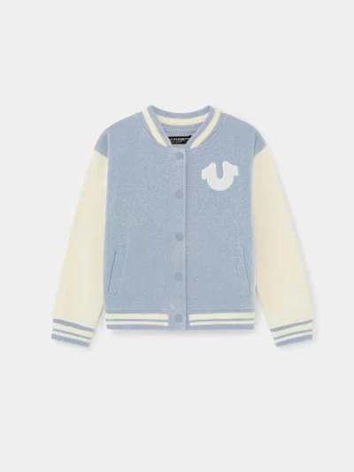 True Religion Kids' Girls Logo Varsity Jacket In Blue
