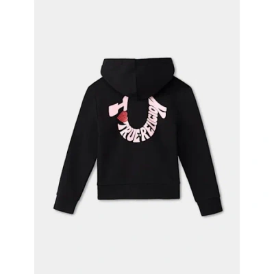 True Religion Girls Love Logo Zip Hoodie In Black