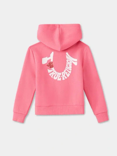 True Religion Girls Love Logo Zip Hoodie In Pink