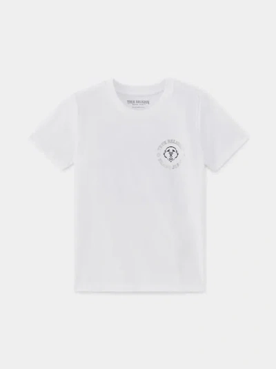 True Religion Girls Metallic Buddha Emblem T-shirt In White