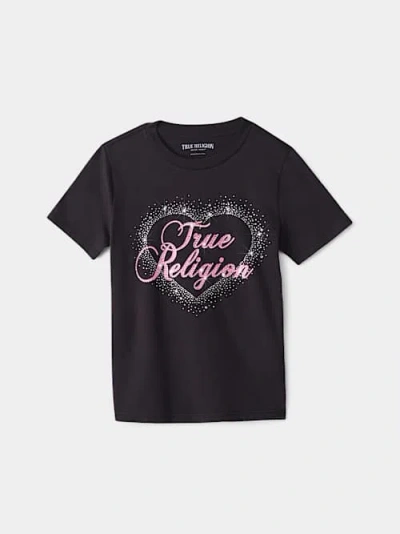 True Religion Girls Script Hearts T-shirt In Black