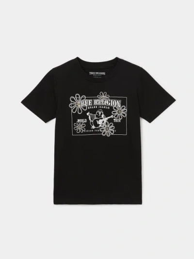 True Religion Girls Sparkle Daisy T-shirt In Black