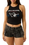 True Religion Goddess Crop Tank In Jet Black
