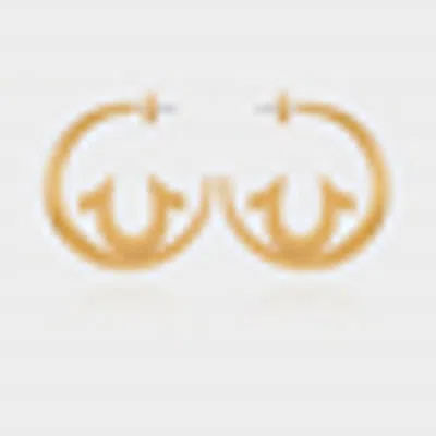 True Religion Gold Tone Horseshoe Cut-out Hoop Earrings