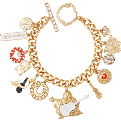 True Religion Gold-tone Multi-charm Bracelet