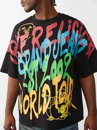 True Religion Graffiti Heavyweight Oversized T-shirt In Black