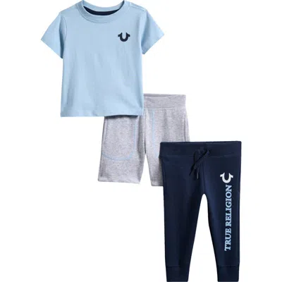 True Religion Babies'  Graphic T-shirt, Shorts & Joggers Set In Blue