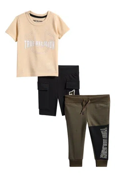 True Religion Babies'  Graphic T-shirt, Shorts & Joggers Set In Neutral