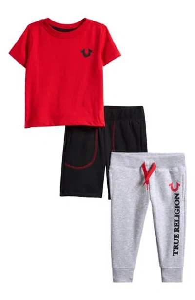 True Religion Babies'  Graphic T-shirt, Shorts & Joggers Set In Red