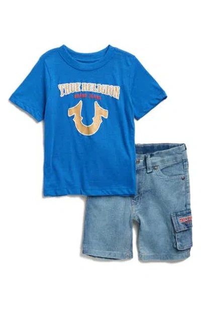 True Religion Kids'  Graphic T-shirt & Denim Cargo Shorts Set In Multi