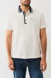 True Religion Gusset Knit Polo In Winter White