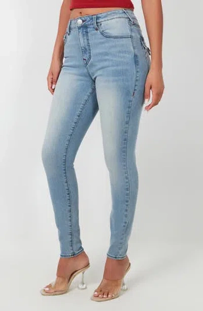 True Religion Halle High Waist Flap Skinny Jeans In Blue