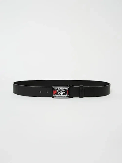 True Religion Heritage Logo Buckle Belt In Black